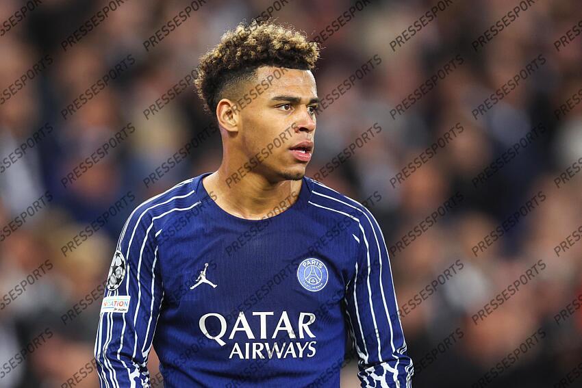 15 April 2025, Aston - Champions League Football, Quarter-Final, Second Leg - Aston Villa v Paris Saint-Germain - Desire Doue of PSG - Photo: Charlotte Wilson / Offside. ASTON VILLA-PSG (3-2) 