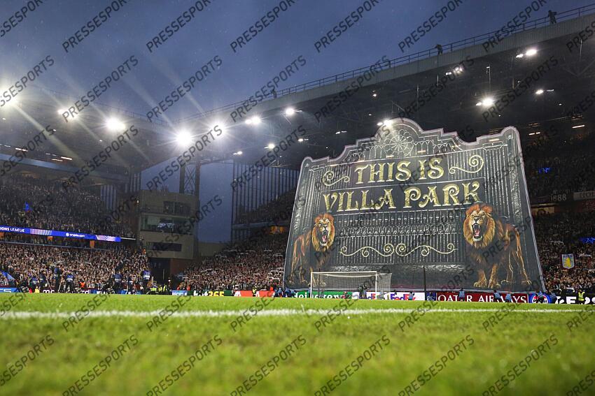 15 April 2025, Aston - Champions League Football, Quarter-Final, Second Leg - Aston Villa v Paris Saint-Germain - A Villa Park tifo - Photo: Charlotte Wilson / Offside. ASTON VILLA-PSG (3-2) 