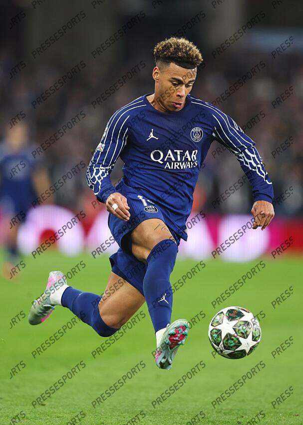 15 April 2025, Aston - Champions League Football, Quarter-Final, Second Leg - Aston Villa v Paris Saint-Germain - Desire Doue of PSG - Photo: Charlotte Wilson / Offside. ASTON VILLA-PSG (3-2) 