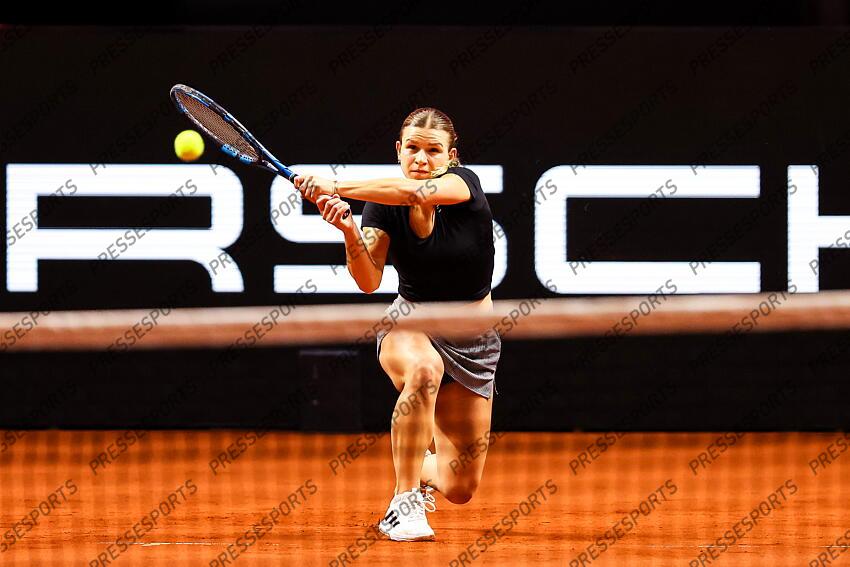 15.04.2025, Porsche Arena, Stuttgart, GER, WTA Tour, Stuttgart Porsche Grand Prix, im Bild Im Bild Jana Fett CRO, Donna Vekic CRO vs Jana Fett CRO // during the Stuttgart Porsche Grand Prix Tournamen of the WTA Tour at the Porsche Arena in Stuttgart, Germany on 2025/04/15. EXPA Pictures © 2025, PhotoCredit: EXPA/ Eibner-Pressefoto/ Roger Buerke ATTENTION - OUT of GER PORSCHE TENNIS GRAND PRIX 