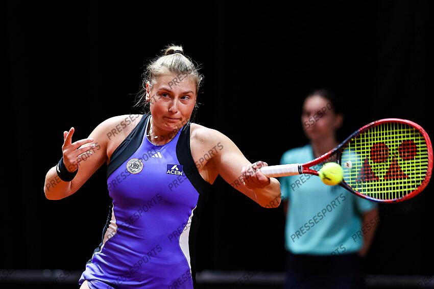 14.04.2025, Porsche Arena, Stuttgart, GER, WTA Tour, Stuttgart Porsche Grand Prix, im Bild Im Bild Nastasja Schunk, Doppel, Jelena Ostapenko LAT, Dayana Yastremska UKR, vs, Nastasja Schunk GER, Ella Seidel GER // during the Stuttgart Porsche Grand Prix Tournamen of the WTA Tour at the Porsche Arena in Stuttgart, Germany on 2025/04/14. EXPA Pictures © 2025, PhotoCredit: EXPA/ Eibner-Pressefoto/ Roger Buerke ATTENTION - OUT of GER PORSCHE TENNIS GRAND PRIX 