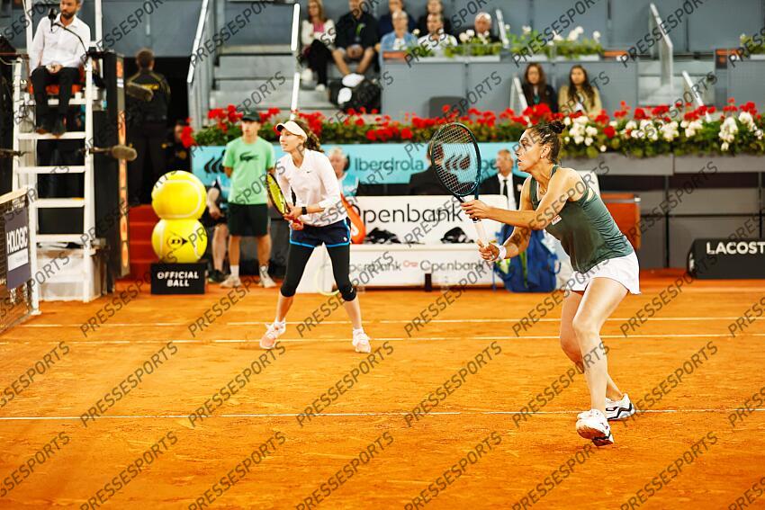 Sara Sorribes Tormo (ESP), MAY 5, 2024 - Tennis : Sorribes Tormo during Doubles final match against Barbora Krejcikova and Laura Siegemund on the WTA 1000 tournaments Mutua Madrid Open tennis tournament at the Caja Magica in Madrid, Spain. (Photo by Mutsu Kawamori/AFLO) MUTUA MADRID OPEN 