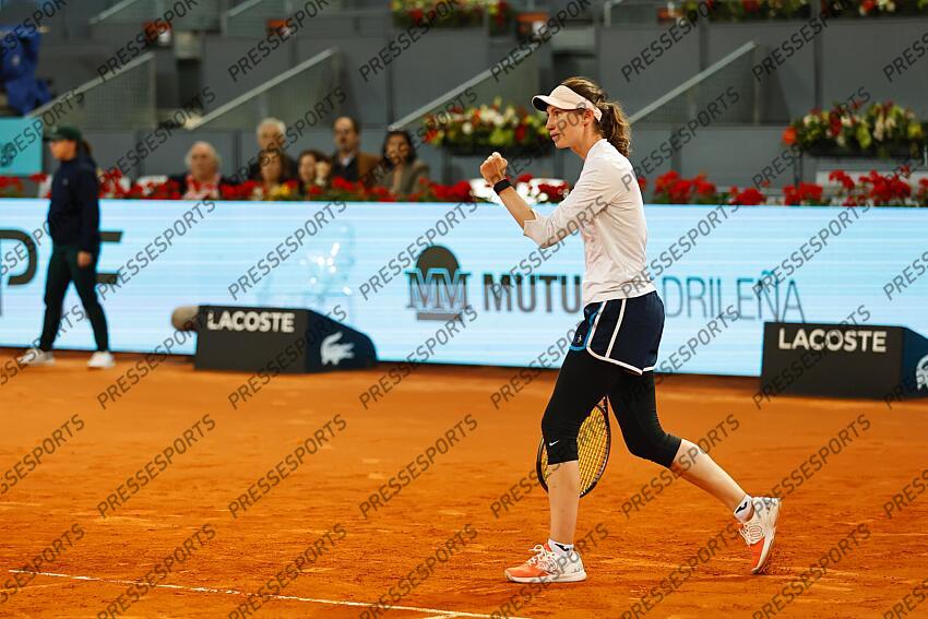Cristina Bucsa (ESP), MAY 5, 2024 - Tennis : Cristina Bucsa celebrate after point during Doubles final match against Barbora Krejcikova and Laura Siegemund on the WTA 1000 tournaments Mutua Madrid Open tennis tournament at the Caja Magica in Madrid, Spain. (Photo by Mutsu Kawamori/AFLO) MUTUA MADRID OPEN 