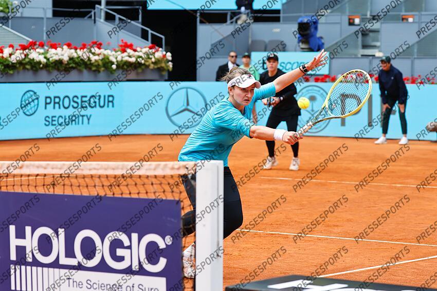 Barbora Krejcikova (CZE), MAY 5, 2024 - Tennis : Krejcikova during Doubles final match against Cristina Bucsa and Sara Sorribes Tormo on the WTA 1000 tournaments Mutua Madrid Open tennis tournament at the Caja Magica in Madrid, Spain. (Photo by Mutsu Kawamori/AFLO) MUTUA MADRID OPEN 