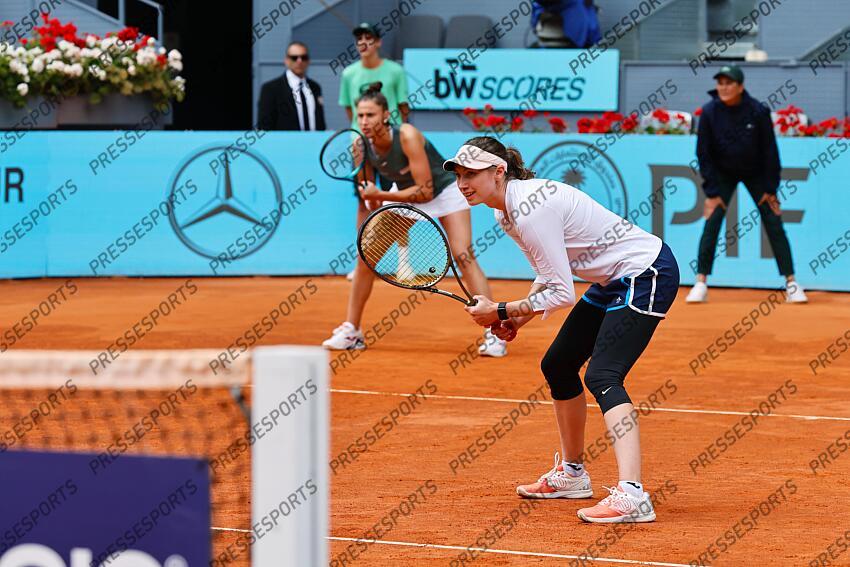 Cristina Bucsa (ESP), MAY 5, 2024 - Tennis : Cristina Bucsa during Doubles final match against Barbora Krejcikova and Laura Siegemund on the WTA 1000 tournaments Mutua Madrid Open tennis tournament at the Caja Magica in Madrid, Spain. (Photo by Mutsu Kawamori/AFLO) MUTUA MADRID OPEN 