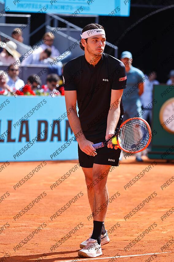 Taylor Fritz (USA), MAY 3, 2024 - Tennis : Taylor Fritz during singles Semi finals match against Andrey Rublev on the ATP tour Masters 1000 "Mutua Madrid Open tennis tournament" at the Caja Magica in Madrid, Spain. (Photo by Mutsu Kawamori/AFLO) MUTUA MADRID OPEN 