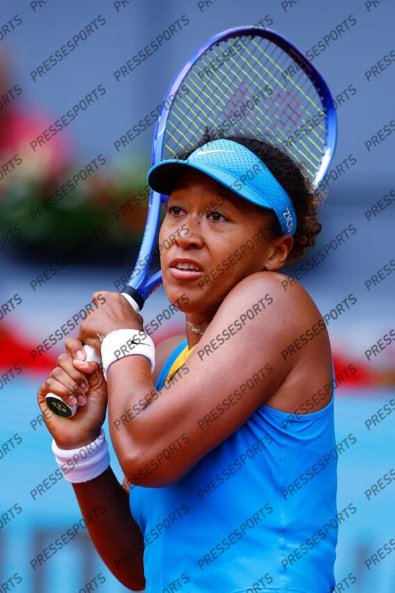 Naomi Osaka of Japan in action against Lucia Bronzetti of Italy during the Mutua Madrid Open 2025, ATP Masters 1000 and WTA 1000, tennis tournament celebrated at Caja Magica on April 22, 2025 in Madrid, Spain. OPEN DE MADRID 