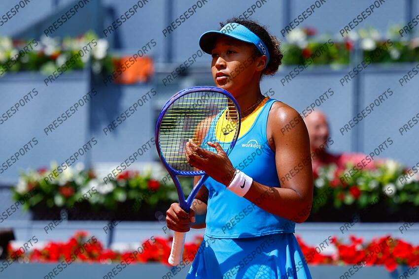 Naomi Osaka of Japan gestures against Lucia Bronzetti of Italy during the Mutua Madrid Open 2025, ATP Masters 1000 and WTA 1000, tennis tournament celebrated at Caja Magica on April 22, 2025 in Madrid, Spain. OPEN DE MADRID 