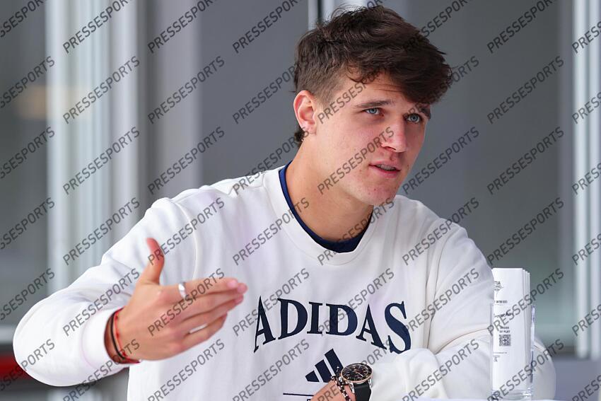 Jakub Mensik of Czech Republic attends his press conference during the Media Day during the Mutua Madrid Open 2025, ATP Masters 1000 and WTA 1000, tennis tournament celebrated at Caja Magica on April 22, 2025 in Madrid, Spain. OPEN DE MADRID 