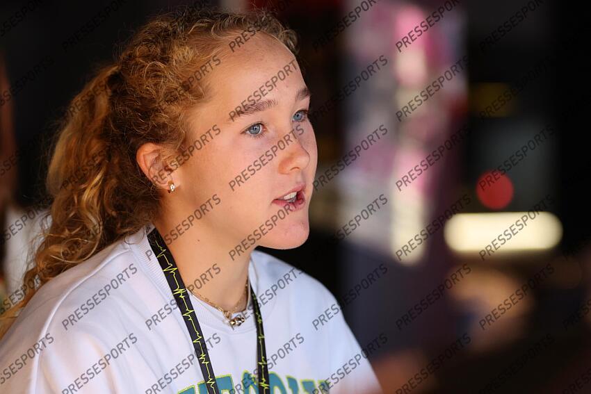 Mirra Andreeva of Rusia attends her press conference during the Media Day during the Mutua Madrid Open 2025, ATP Masters 1000 and WTA 1000, tennis tournament celebrated at Caja Magica on April 22, 2025 in Madrid, Spain. OPEN DE MADRID 