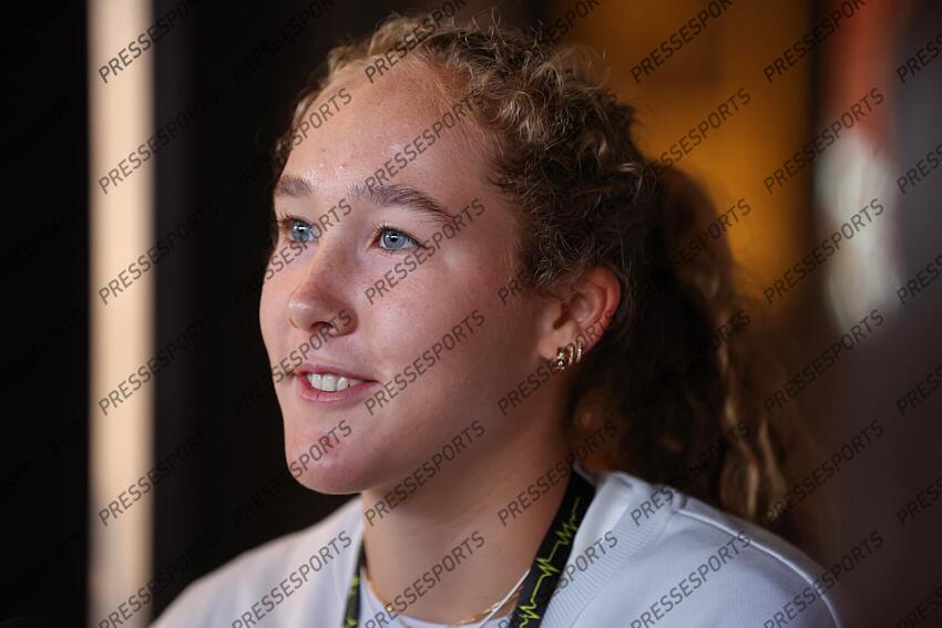 Mirra Andreeva of Rusia attends her press conference during the Media Day during the Mutua Madrid Open 2025, ATP Masters 1000 and WTA 1000, tennis tournament celebrated at Caja Magica on April 22, 2025 in Madrid, Spain. OPEN DE MADRID 