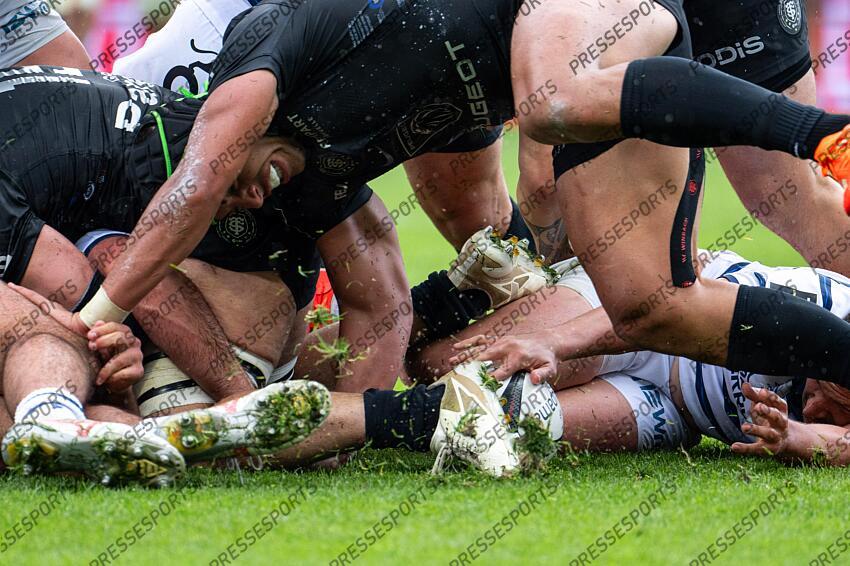 gros plan, pied, herbe, ballon, maul TOULOUSE-CASTRES (52-6) 