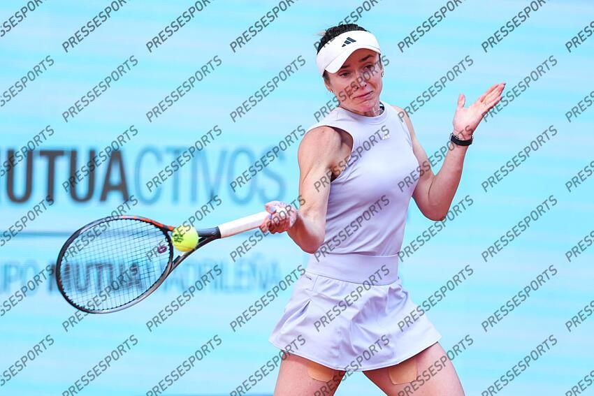 Elina Svitolina of Ukraine in action against Maria Sakkari of Greece during the Mutua Madrid Open 2025, ATP Masters 1000 and WTA 1000 tennis tournament, celebrated at Caja Magica on April 29, 2025 in Madrid, Spain. Mutua Madrid Open 2025 - Day 9 