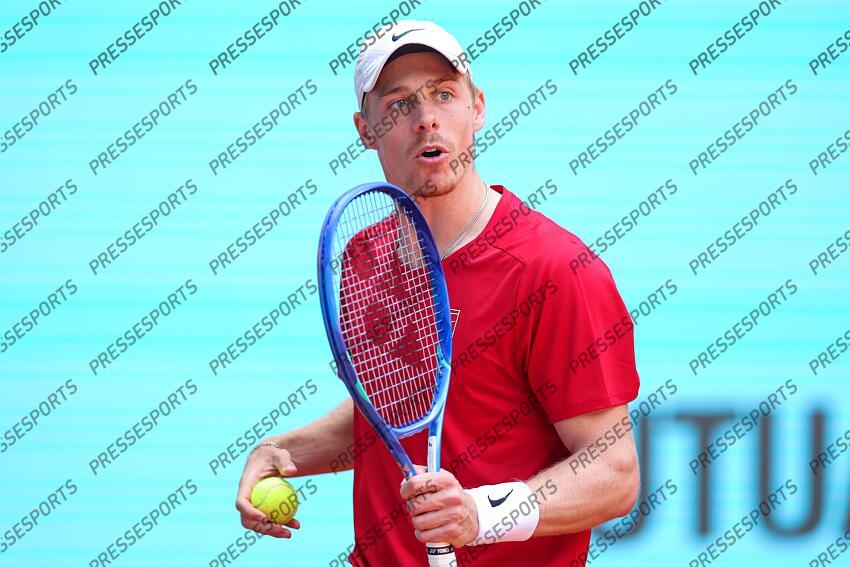 Denis Shapovalov of Canada gestures against Alex de Minaur of Australia during the Mutua Madrid Open 2025, ATP Masters 1000 and WTA 1000 tennis tournament, celebrated at Caja Magica on April 29, 2025 in Madrid, Spain. Mutua Madrid Open 2025 - Day 9 