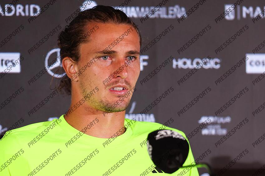 Alexander Zverev of Germany attends his press conference during the Mutua Madrid Open 2025, ATP Masters 1000 and WTA 1000 tennis tournament, celebrated at Caja Magica on April 29, 2025 in Madrid, Spain. Mutua Madrid Open 2025 - Day 9 