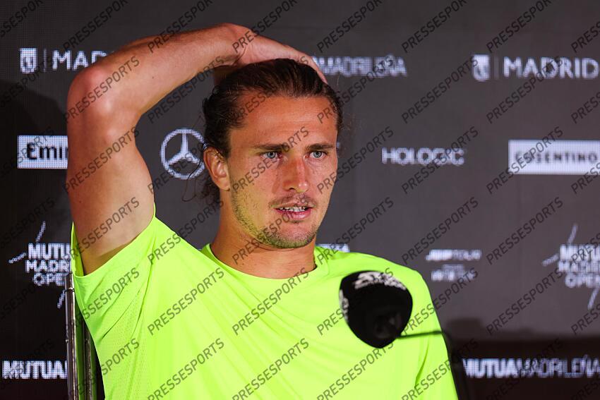 Alexander Zverev of Germany attends his press conference during the Mutua Madrid Open 2025, ATP Masters 1000 and WTA 1000 tennis tournament, celebrated at Caja Magica on April 29, 2025 in Madrid, Spain. Mutua Madrid Open 2025 - Day 9 