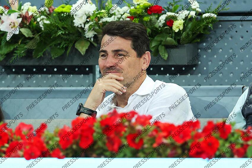 Iker Casillas, former player, looks on during the match between Peyton Stearns of USA and Aryna Sabalenka of Belarus during the Mutua Madrid Open 2025, ATP Masters 1000 and WTA 1000 tennis tournament, celebrated at Caja Magica on April 29, 2025 in Madrid, Spain. Mutua Madrid Open 2025 - Day 9 