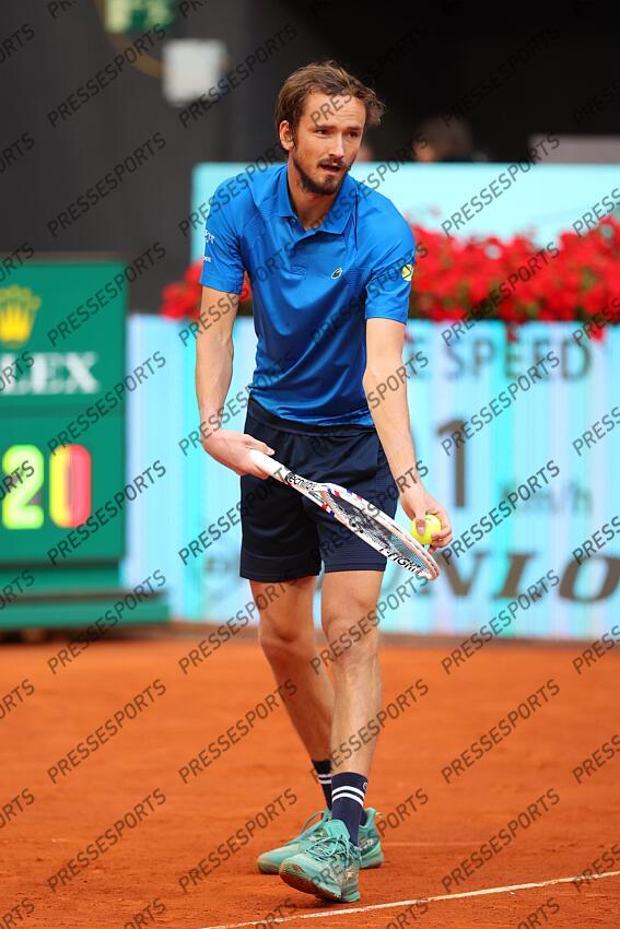 Daniil Medvedev of Rusia in action against Brandon Nakashima of USA during the Mutua Madrid Open 2025, ATP Masters 1000 and WTA 1000 tennis tournament, celebrated at Caja Magica on April 29, 2025 in Madrid, Spain. Mutua Madrid Open 2025 - Day 9 