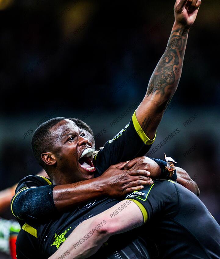 European Rugby Challenge Cup Final, Tottenham Hotspur Stadium, London, England 24/5/2024 Gloucester Rugby vs Hollywoodbets Sharks Sharks’ Aphelele Fassi celebrates after scoring Mandatory Credit ©INPHO/Laszlo Geczo GLOUCESTER-SHARKS (22-36) 
