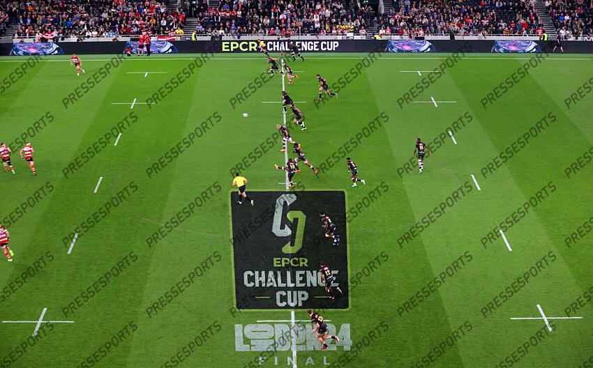 European Rugby Challenge Cup Final, Tottenham Hotspur Stadium, London, England 24/5/2024 Gloucester Rugby vs Hollywoodbets Sharks Sharks’ Siya Masuku starts the game Mandatory Credit ©INPHO/Laszlo Geczo GLOUCESTER-SHARKS (22-36) 