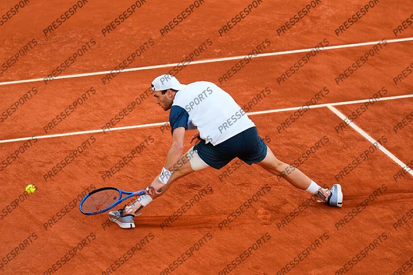 Jack Draper of Great Britain plays against Casper Ruud of Norway during the Man Singles Final of Mutua Madrid Open 2025 - WTA 1000 celebrated at Caja Magica on May 03, 2025 in Madrid, Spain. FINALE DRAPER/RUUD 