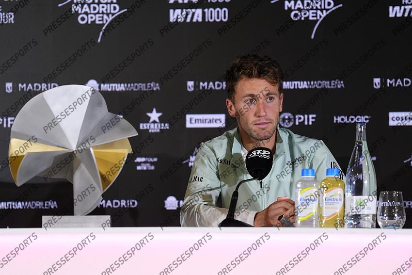 Casper Ruud of Norway attends his press conference after winning against Jack Draper of Great Britain during the Men Singles Final of Mutua Madrid Open 2025 - ATP Masters 1000 celebrated at Caja Magica on May 04, 2025 in Madrid, Spain. FINALE DRAPER/RUUD 