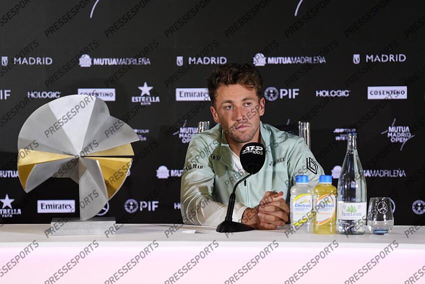 Casper Ruud of Norway attends his press conference after winning against Jack Draper of Great Britain during the Men Singles Final of Mutua Madrid Open 2025 - ATP Masters 1000 celebrated at Caja Magica on May 04, 2025 in Madrid, Spain. FINALE DRAPER/RUUD 
