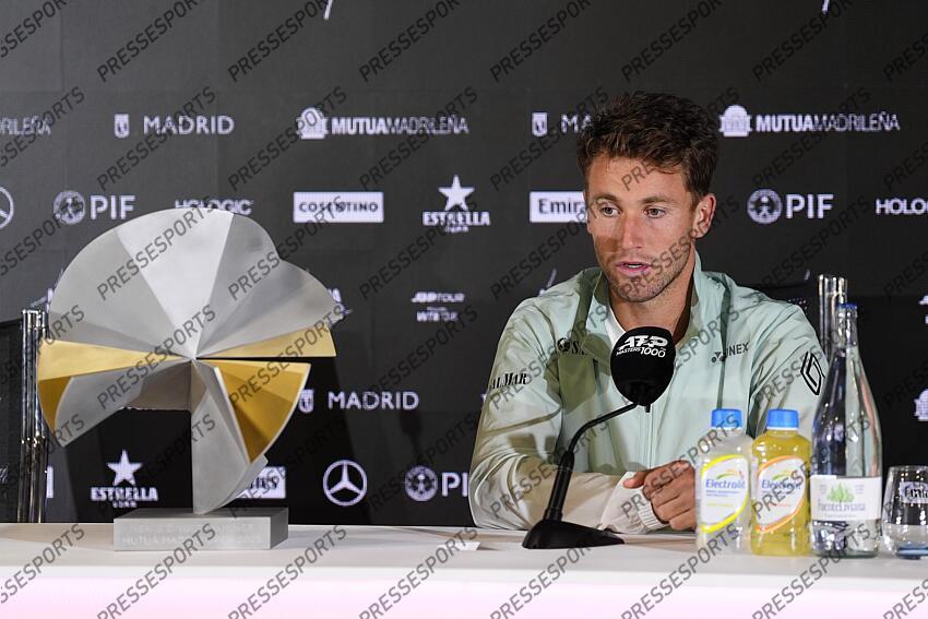 Casper Ruud of Norway attends his press conference after winning against Jack Draper of Great Britain during the Men Singles Final of Mutua Madrid Open 2025 - ATP Masters 1000 celebrated at Caja Magica on May 04, 2025 in Madrid, Spain. FINALE DRAPER/RUUD 