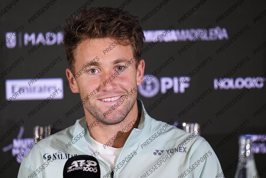 Casper Ruud of Norway attends his press conference after winning against Jack Draper of Great Britain during the Men Singles Final of Mutua Madrid Open 2025 - ATP Masters 1000 celebrated at Caja Magica on May 04, 2025 in Madrid, Spain. FINALE DRAPER/RUUD 