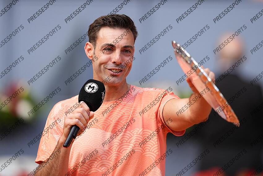 Marcel Granollers of Spain attends with the winner trophy won with Horacio Zeballos of Argentina after winning against Marcelo Arevalo of El Salvador and Mate Pavic of Croatia during the Men Double’s Final of Mutua Madrid Open 2025 - ATP Masters 1000 celebrated at Caja Magica on May 03, 2025 in Madrid, Spain. FINALE MUTUA MADRID OPEN 