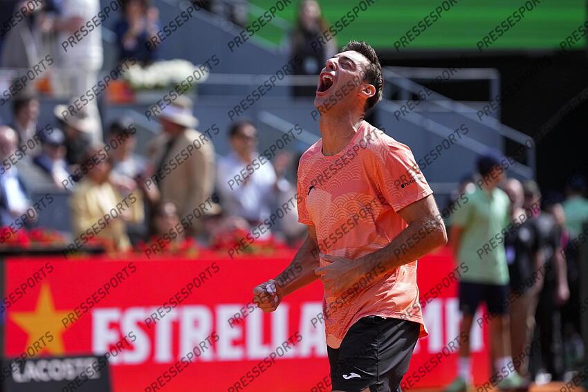 Marcel Granollers of Spain celebrates after winning the doubles with Horacio Zeballos of Argentina against Marcelo Arevalo of El Salvador and Mate Pavic of Croatia during the Men Double’s Final of Mutua Madrid Open 2025 - ATP Masters 1000 celebrated at Caja Magica on May 03, 2025 in Madrid, Spain. FINALE MUTUA MADRID OPEN 
