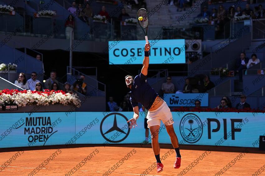 Mate Pavic of Croatia play doubles with Marcelo Arevalo of El Salvador against Horacio Zeballos of Argentina and Marcel Granollers of Spain during the Men Double’s Final of Mutua Madrid Open 2025 - ATP Masters 1000 celebrated at Caja Magica on May 03, 2025 in Madrid, Spain. FINALE MUTUA MADRID OPEN 