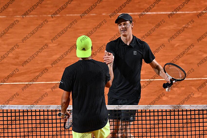 Foto IPP/Roberto Ramaccia Roma 13/5/2025 Tennis Internazionali Bnl dItalia 2025 Nella foto Jannik Sinner (ITA) e Francisco Cerundolo (ARG) Italy Photo Press - World Copyright TOURNOI DE ROME 