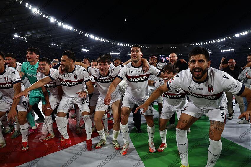 Final joy (Bologna) ; during the Italy Cup Final match between Milan 0-1 Bologna at Olympic Stadium on May 14, 2025 in Roma, Italy. FINALE AC MILAN-BOLOGNE (0-1) 