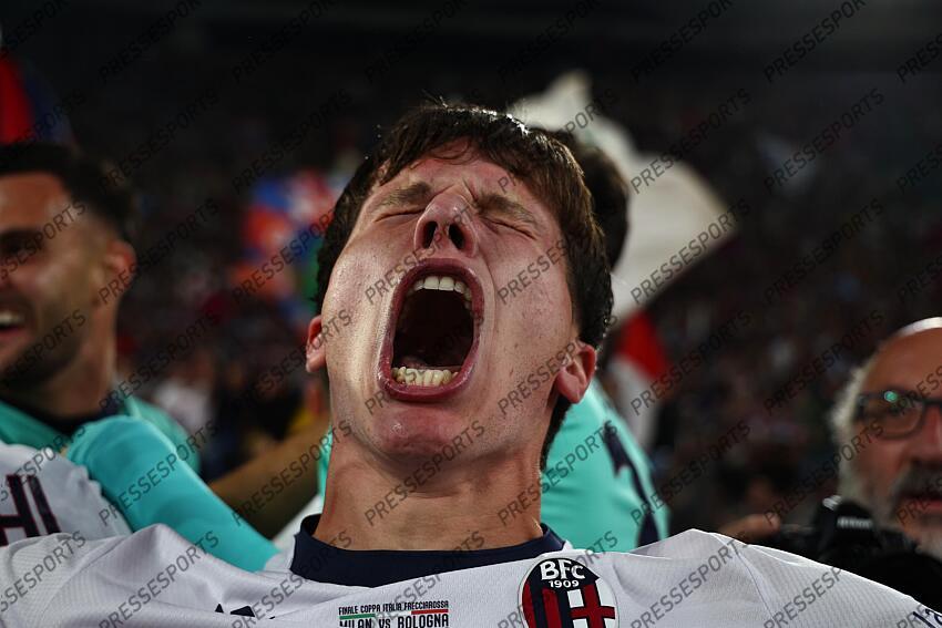 Giovanni Fabbian (Bologna) ; during the Italy Cup Final match between Milan 0-1 Bologna at Olympic Stadium on May 14, 2025 in Roma, Italy. FINALE AC MILAN-BOLOGNE (0-1) 