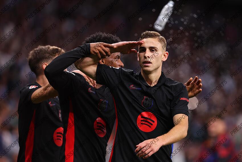 Fermin Lopez of FC Barcelona celebrates a goal during the Spanish league, La Liga EA Sports, football match played between RCD Espanyol and FC Barcelona at RCDE Stadium on May 15, 2025 in Cornella, Barcelona, Spain. ESPANYOL BARCELONE-FC BARCELONE (0-2) 