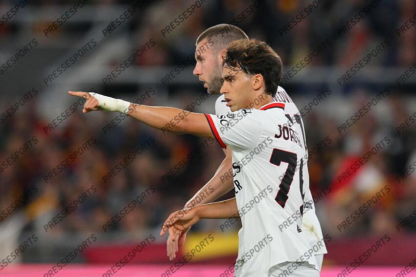 Foto IPP/Roberto Ramaccia Roma 18/5/2025 Campionato di Calcio Serie A 2024/2025 Roma vs Milan Nella foto Joao Felix esulta dopo aver segnato il gol del 1-1 Italy Photo Press - World Copyright AS ROME-AC MILAN (3-1) 