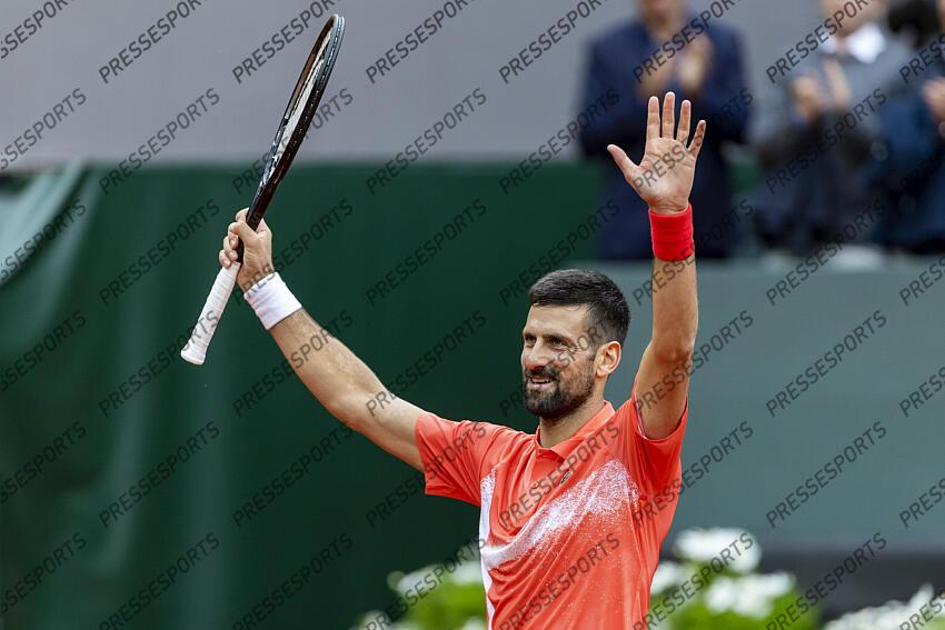 21.05.2025; Genf; Tennis ATP 250 - Geneva Open 2025; Novak Djokovic (SRB) jubelt nach dem Spiel (Pascal Muller/freshfocus) GENEVA OPEN tournoi de geneve 