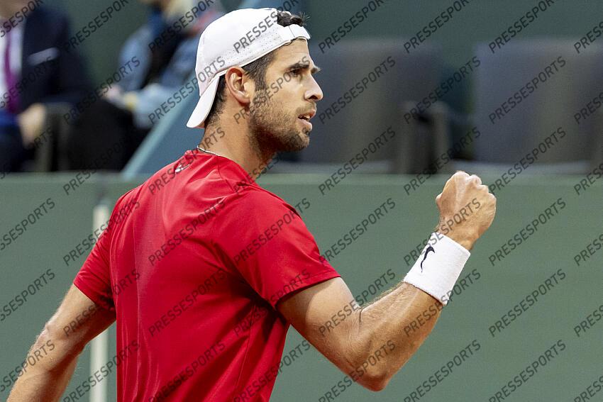 20.05.2025; Genf; Tennis ATP 250 - Geneva Open 2025; Karen Khachanov (RUS) jubelt (Pascal Muller/freshfocus) GENEVA OPEN tournoi de geneve 