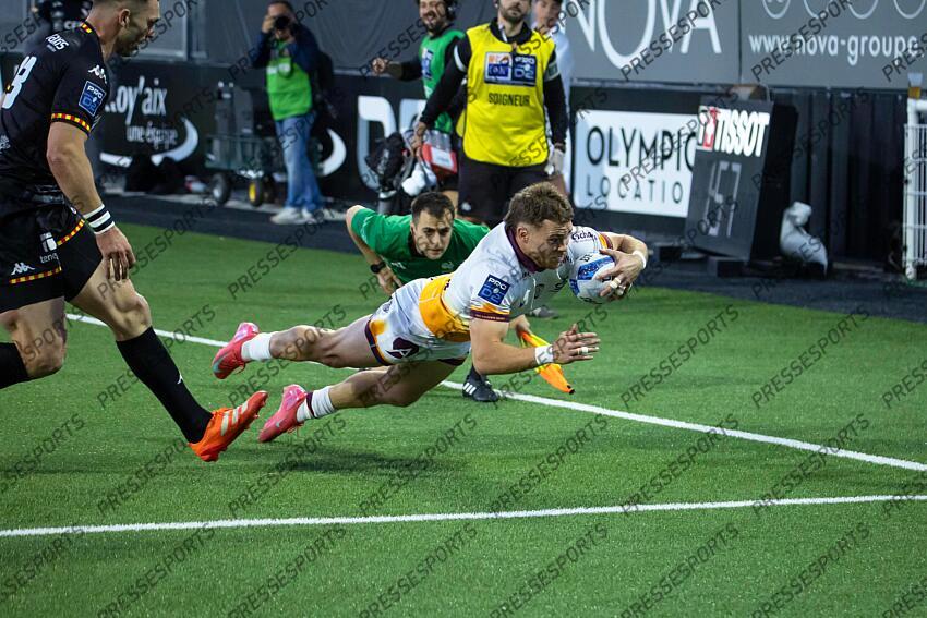 RUGBY / PRO D2 / BARRAGES / 22/05/2025 / PROVENCE RUGBY vs SOYAUX-ANGOULEME / Essai farissier (nathan) AIX-EN-PROVENCE-SOYAUX-ANGOULEME (49-22) 