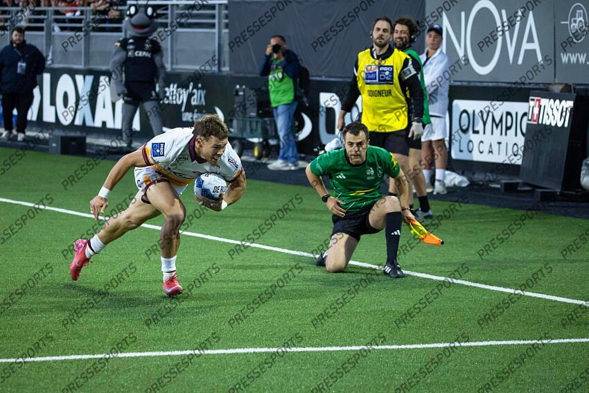 RUGBY / PRO D2 / BARRAGES / 22/05/2025 / PROVENCE RUGBY vs SOYAUX-ANGOULEME / Essai farissier (nathan) AIX-EN-PROVENCE-SOYAUX-ANGOULEME (49-22) 