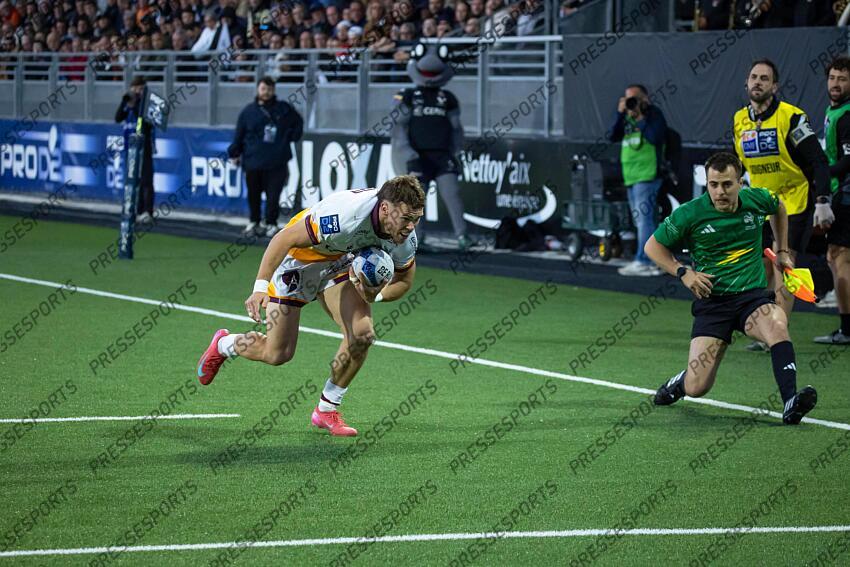 RUGBY / PRO D2 / BARRAGES / 22/05/2025 / PROVENCE RUGBY vs SOYAUX-ANGOULEME / Essai farissier (nathan) AIX-EN-PROVENCE-SOYAUX-ANGOULEME (49-22) 
