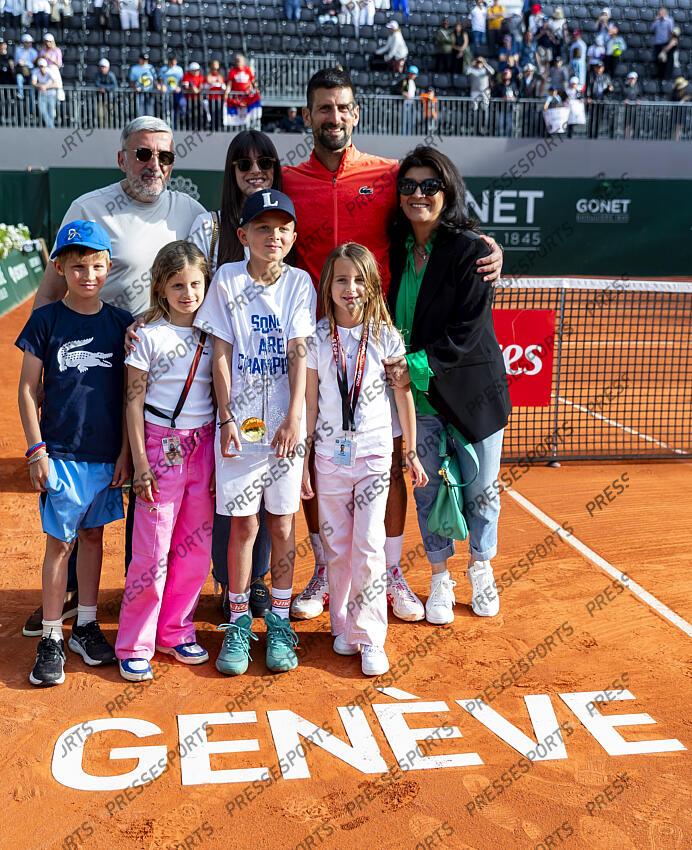 19.05.2025; Genf; Tennis ATP 250 - Geneva Open 2025 - Final; Novak Djokovic (SRB) mit seiner Famillien (Pascal Muller/freshfocus) GENEVA OPEN FINALE 