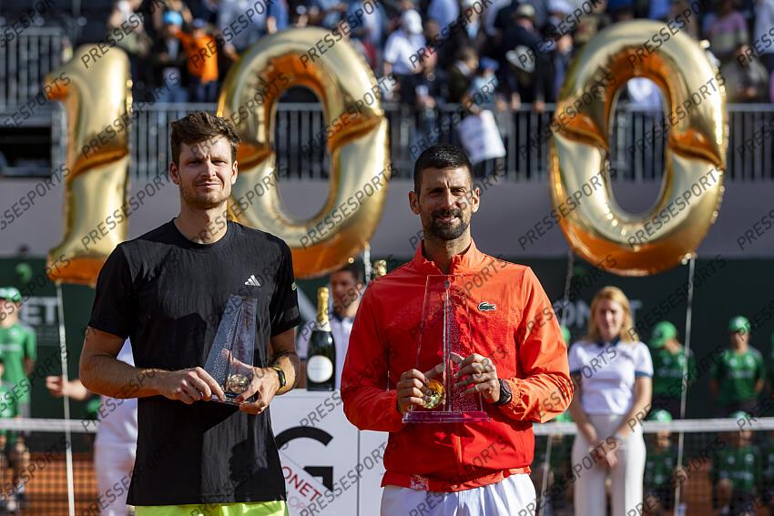 19.05.2025; Genf; Tennis ATP 250 - Geneva Open 2025 - Final; Hubert Hurkacz (POL, L) und Novak Djokovic (SRB, R) (Pascal Muller/freshfocus) GENEVA OPEN FINALE 