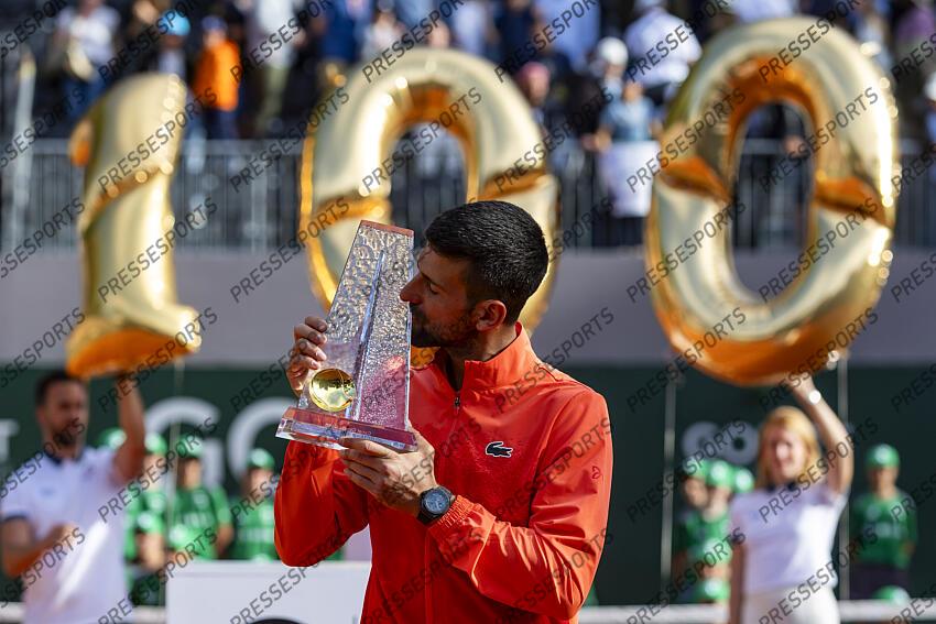 19.05.2025; Genf; Tennis ATP 250 - Geneva Open 2025 - Final; Novak Djokovic (SRB) jubelt (Pascal Muller/freshfocus) 100e victoire GENEVA OPEN FINALE 