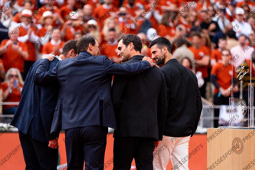Rafael Nadal (ESP) hommage Céremonie d'hommage à Rafael Nadal Murray (Andy) Federer (Roger) Nadal (Rafael) Djokovic (Novak) HOMMAGE NADAL 