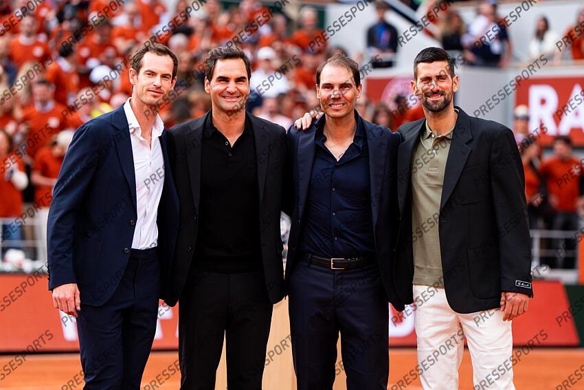 Rafael Nadal (ESP) hommage Céremonie d'hommage à Rafael Nadal Murray (Andy) Federer (Roger) Nadal (Rafael) Djokovic (Novak) HOMMAGE NADAL 