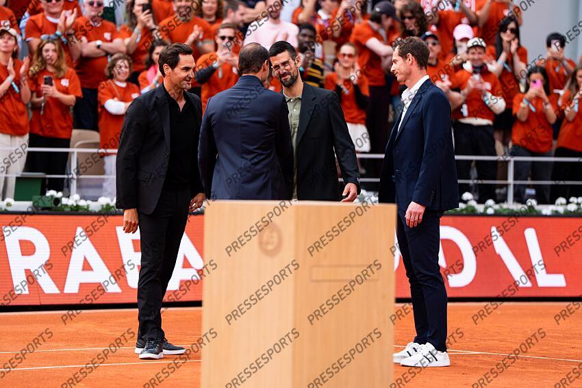 Rafael Nadal (ESP) hommage, Roger Federer (SUI) Novak Djokovic (SRB) Andy Murray (GBR) Céremonie d'hommage à Rafael Nadal HOMMAGE NADAL 