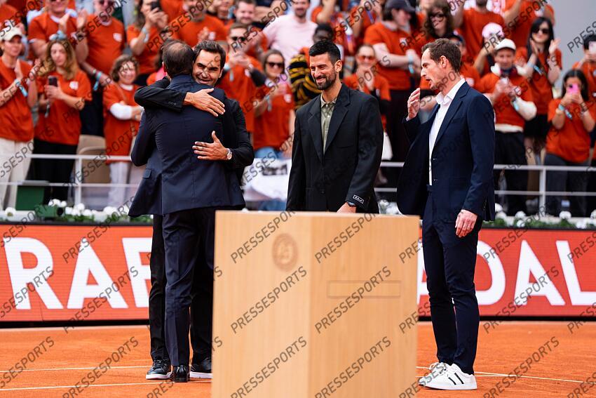 Rafael Nadal (ESP) hommage, Roger Federer (SUI) Novak Djokovic (SRB) Andy Murray (GBR) Céremonie d'hommage à Rafael Nadal HOMMAGE NADAL 