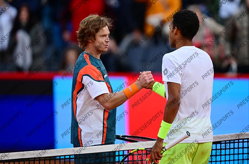v.l. Andrey Rublev, Felix Auger-Aliassime (Kanada) Hamburg, 23.05.2025, Tennis, Bitpanda Hamburg Open 2025, ATP 500, Herren, Einzel, Halbfinale HAMBOURG OPEN 